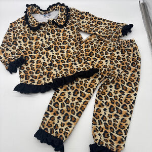Sweet La Rose Pajama Set 3T Leopard Print Brown Black